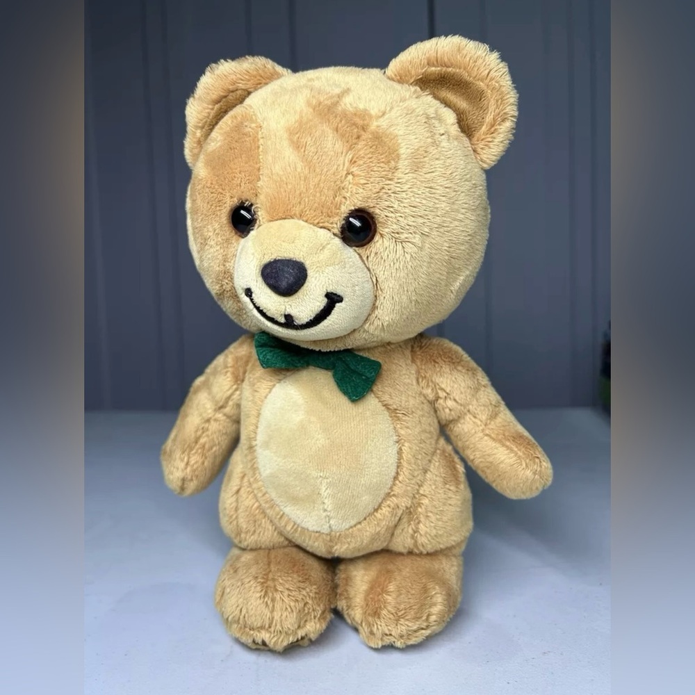 New Gund Kraft Peanut Butter Plush Teddy Bear Green Bow Tie Animal Toy Plush